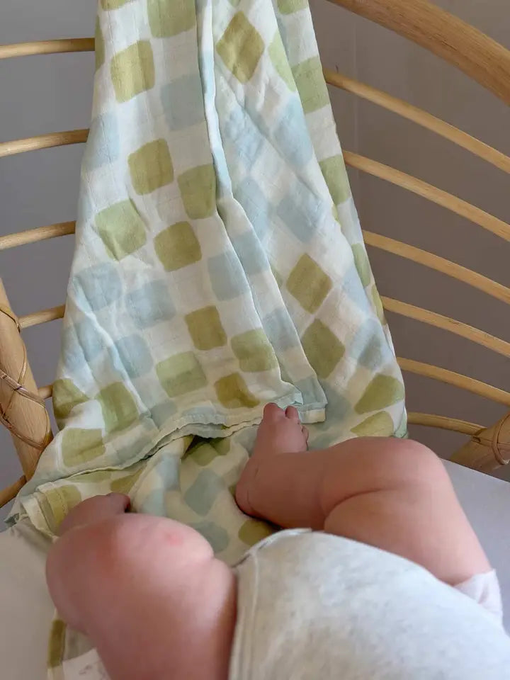 Seafoam Patch Bamboo & Cotton Muslin Swaddle