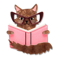 Puss in Books Brooch