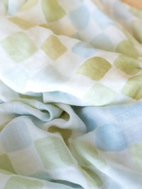 Seafoam Patch Bamboo & Cotton Muslin Swaddle