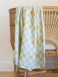 Seafoam Patch Bamboo & Cotton Muslin Swaddle