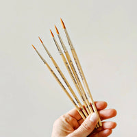 Watercolor paintbrush set of five wood brushes