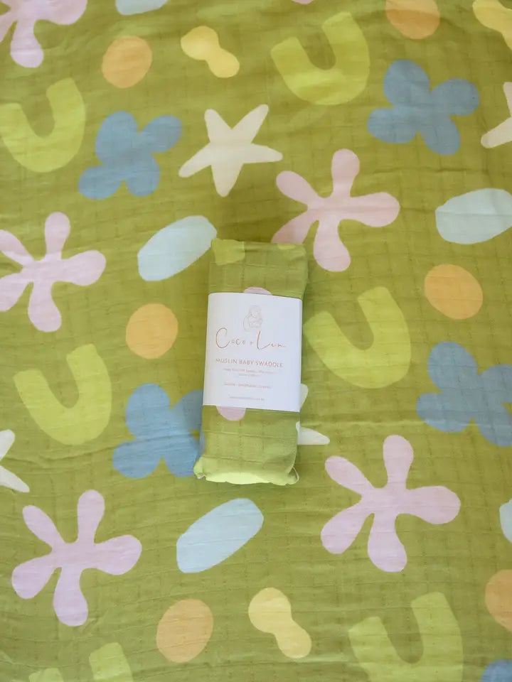 Whimsy Grove Bamboo Cotton Muslin Baby Swaddle