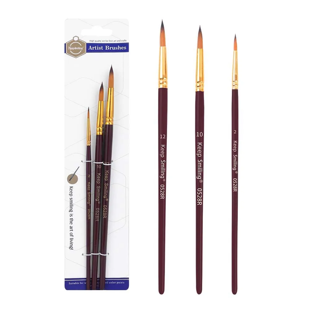 Watercolor paintbrush set of three wood brushes